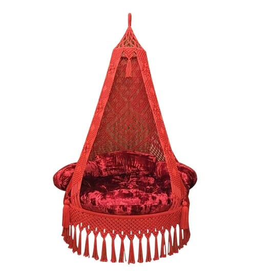 Red Macrame Swing For Adults - Leechoo